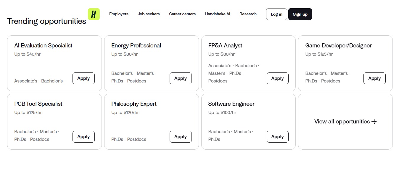 Handshake account dashboard screenshot